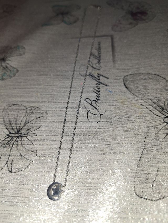 Collar Luna y Estrella plateado