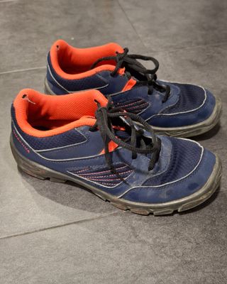 Zapatillas Quechua montaña azul-naranja