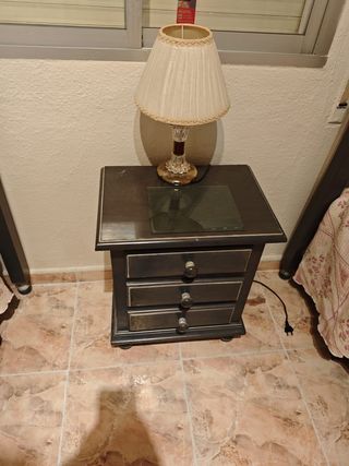 Cabecero cama + mesita + silla - Madera