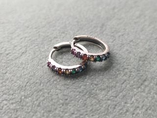 Pendientes aro colores plata de ley 
