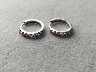 Pendientes aro colores plata de ley 
