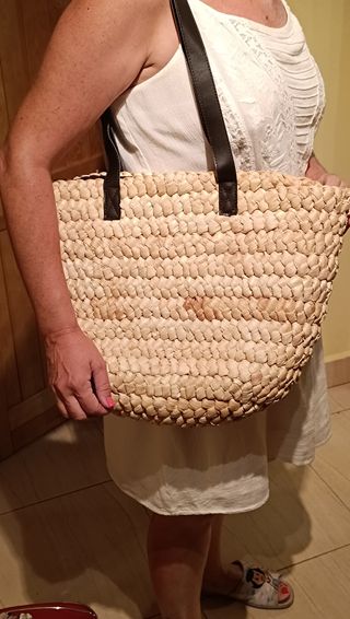 Bolso esparto beige-marrón