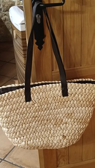Bolso esparto beige-marrón
