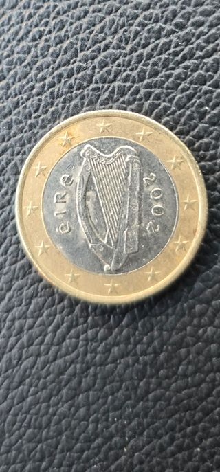 Moneda de Irlanda de 1 Euro del 2002.