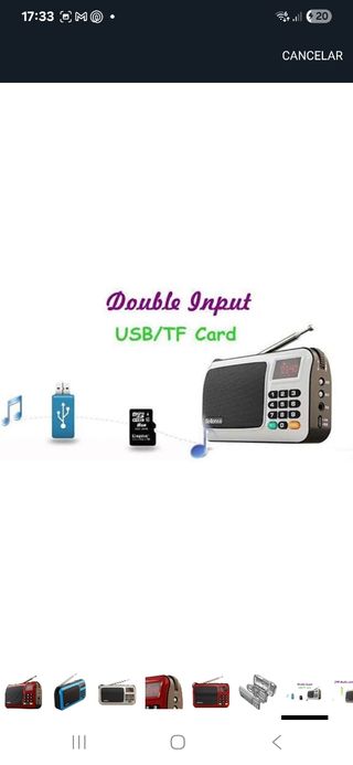 Radio transistor FM, Bluetooth con batería litio