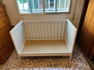 Cuna + barrera cuna. Ikea Sundvik blanca 60x120 +