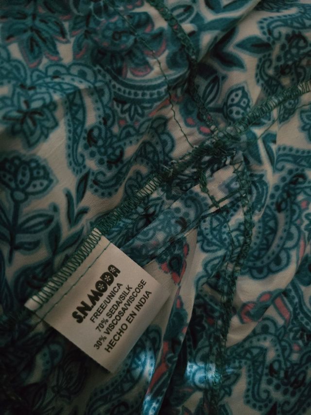 Abito lungo blu/verde e bianco