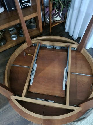 Mesa redonda extensible madera cerezo