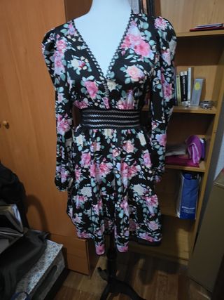 Vestido floral verano negro