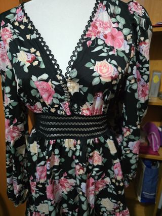 Vestido floral verano negro