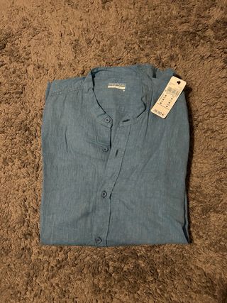 Camicia lino blu, tg M
