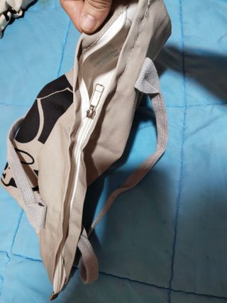 Bolso loneta gris dibujos