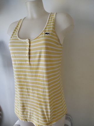 Camiseta Lacoste rayas amarilla-blanca