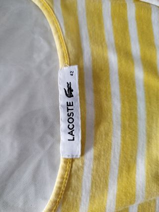 Camiseta Lacoste rayas amarilla-blanca