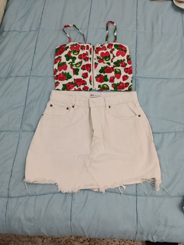 Conjunto top y falda vaquera