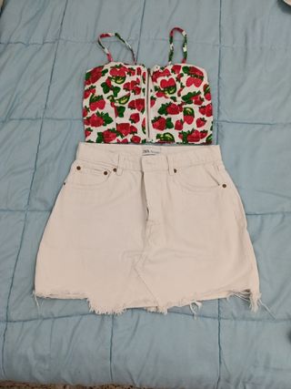 Conjunto top y falda vaquera