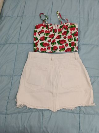 Conjunto top y falda vaquera