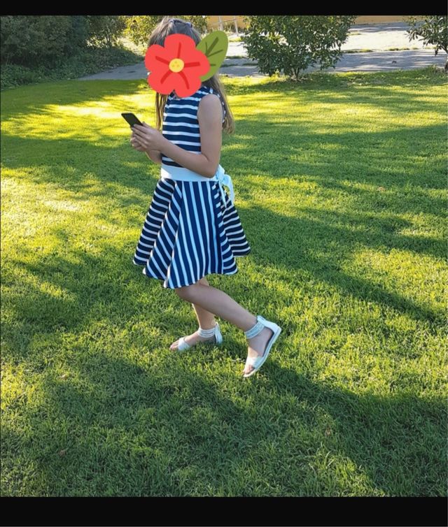 Vestito Bambina righe blu bianco