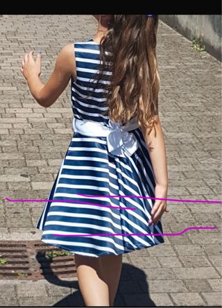 Vestito Bambina righe blu bianco