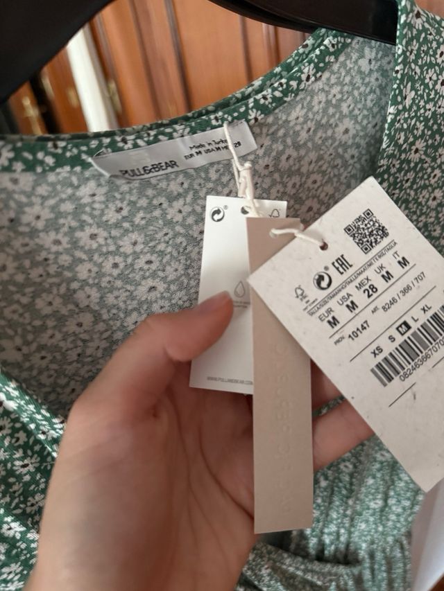 Vestido flores mini verde talla M