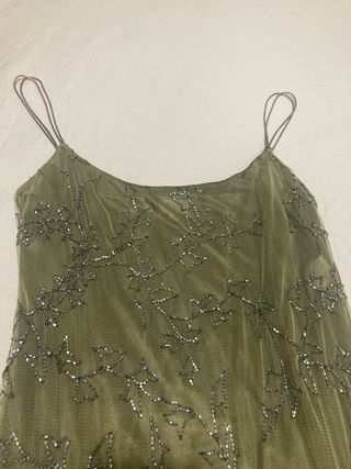 Vestido largo verde oliva fiesta