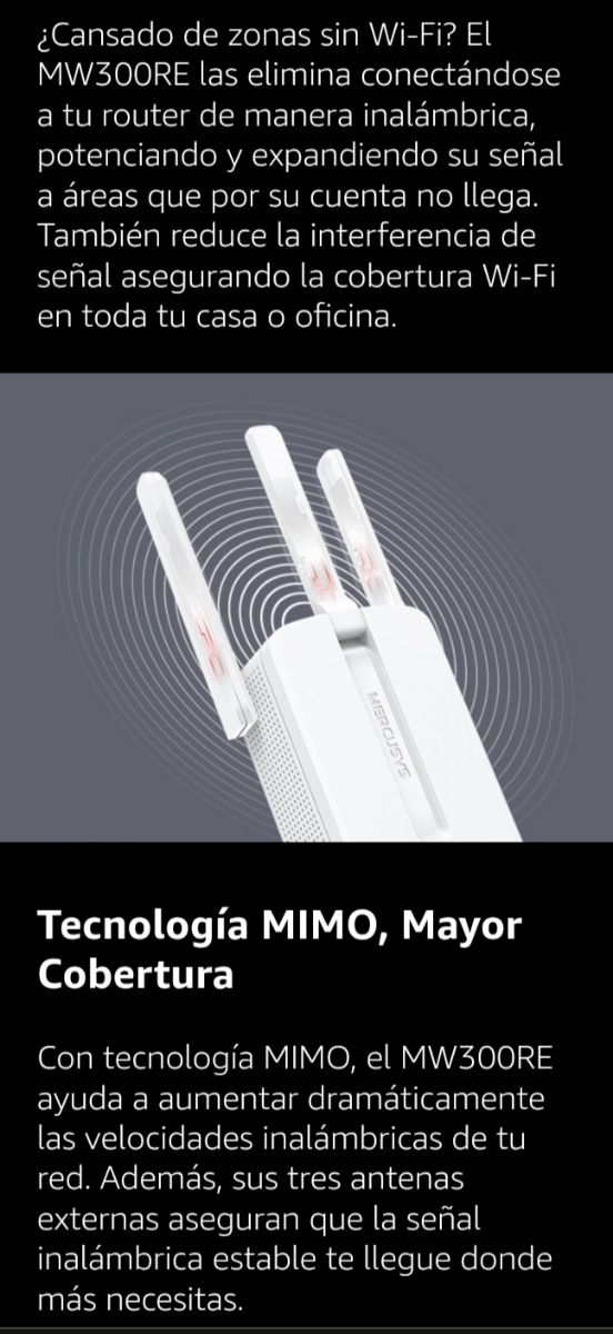 Repetidor Wi-Fi Mercusys MW300RE N300Mbps