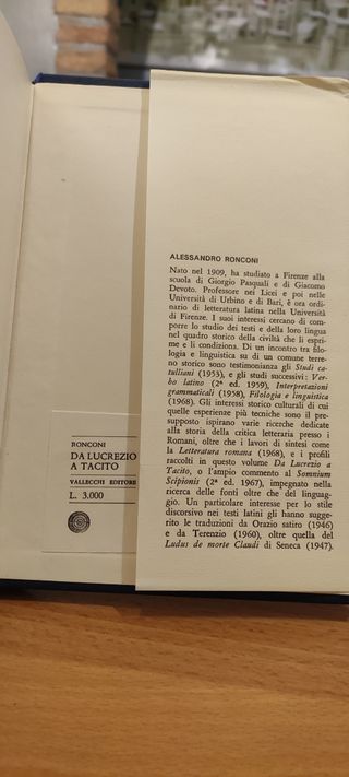 Da Lucrezio a Tacito di Ronconi Alessandro -Vallec
