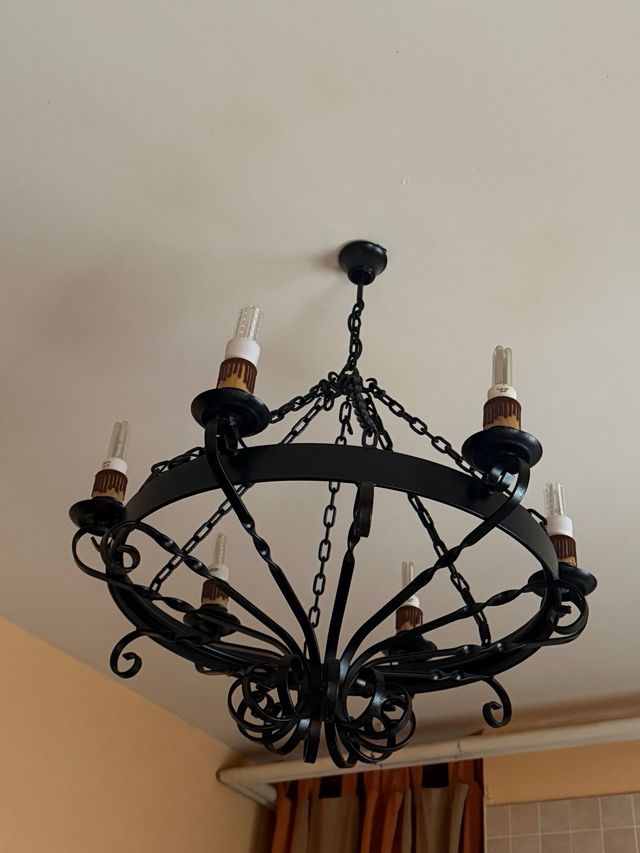 Lampara forja negra 6 luces