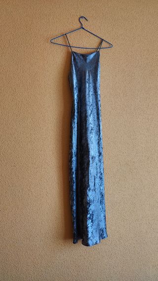 Vestido Zara fiesta midi plata