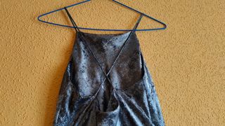 Vestido Zara fiesta midi plata