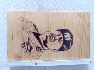 Quadro in legno Pirografo Mussolini regno