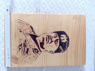 Quadro in legno Pirografo Mussolini regno