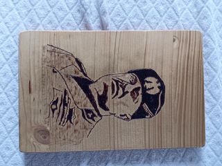 Quadro in legno Pirografo Mussolini regno