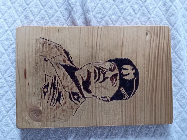 Quadro in legno Pirografo Mussolini regno