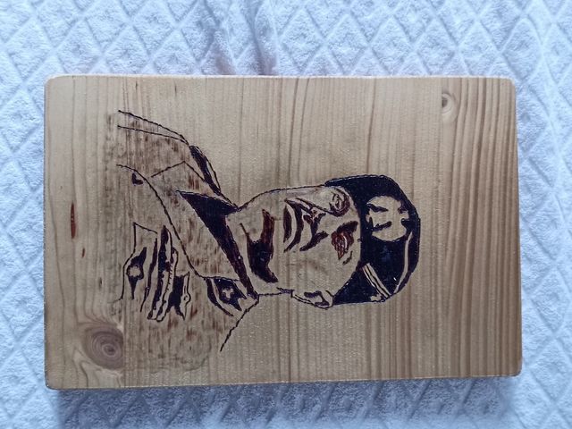 Quadro in legno Pirografo Mussolini regno