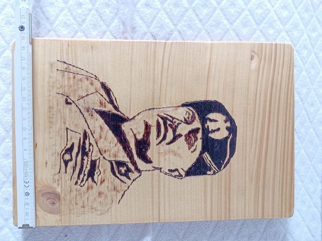 Quadro in legno Pirografo Mussolini regno