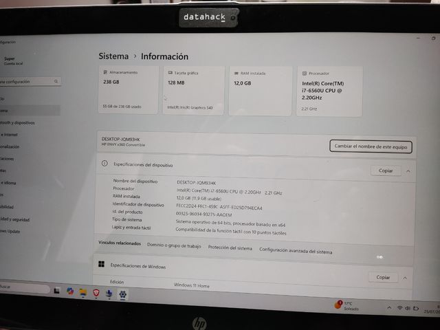 Portátil HP ENVY táctil