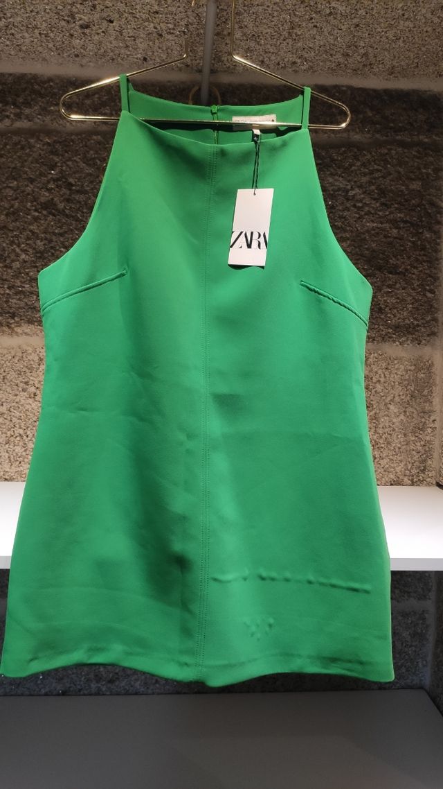 Vestido Zara verde esmeralda XXL