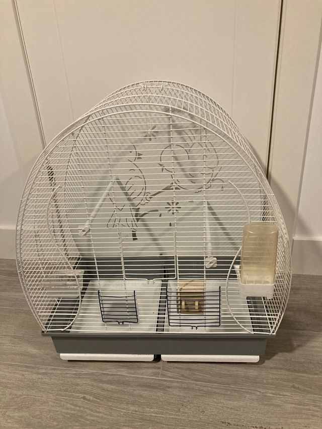 Jaula pajaros grande blanca