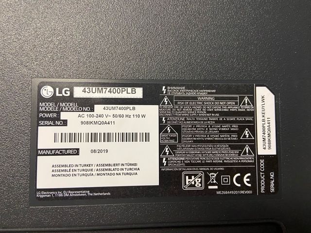 Placa base TV LG 43UM7400PLB
