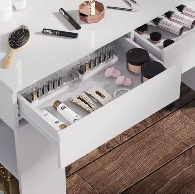 Tocador blanco con espejo LED - 90cm