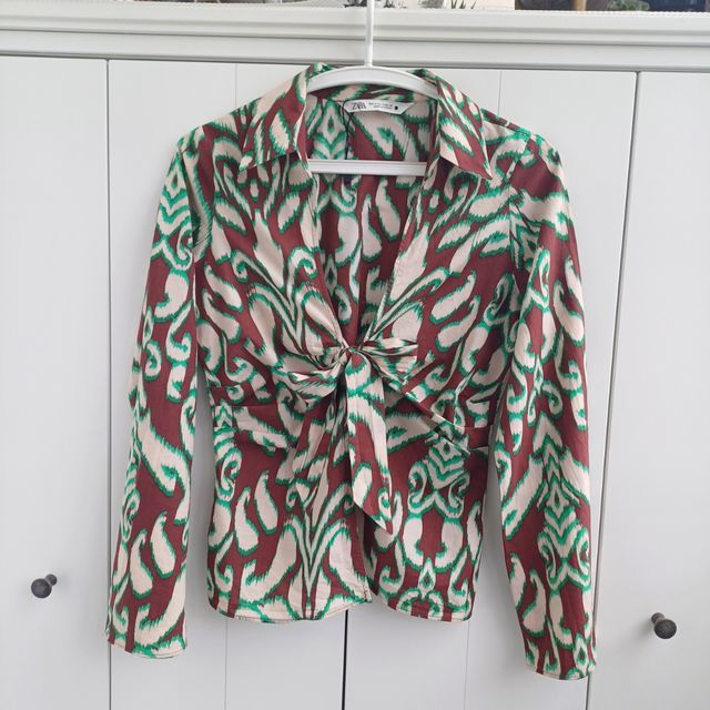 Camisa Zara bege algodão T-S manga comprida