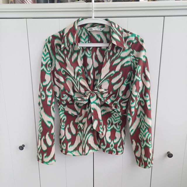 Camisa Zara bege algodão T-S manga comprida