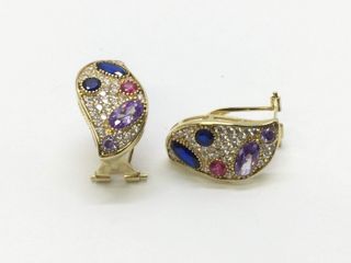 pendientes oro 18k con piedra con circonita