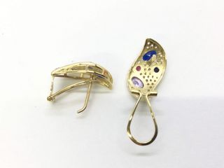 pendientes oro 18k con piedra con circonita