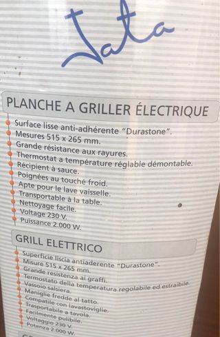 Plancha eléctrica 2000W antiadherente