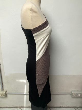 Abito monospalla nero-marrone tg M