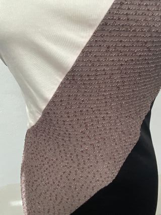 Abito monospalla nero-marrone tg M