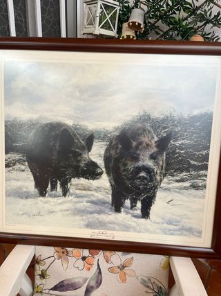 Cuadro Jabalíes en la nieve