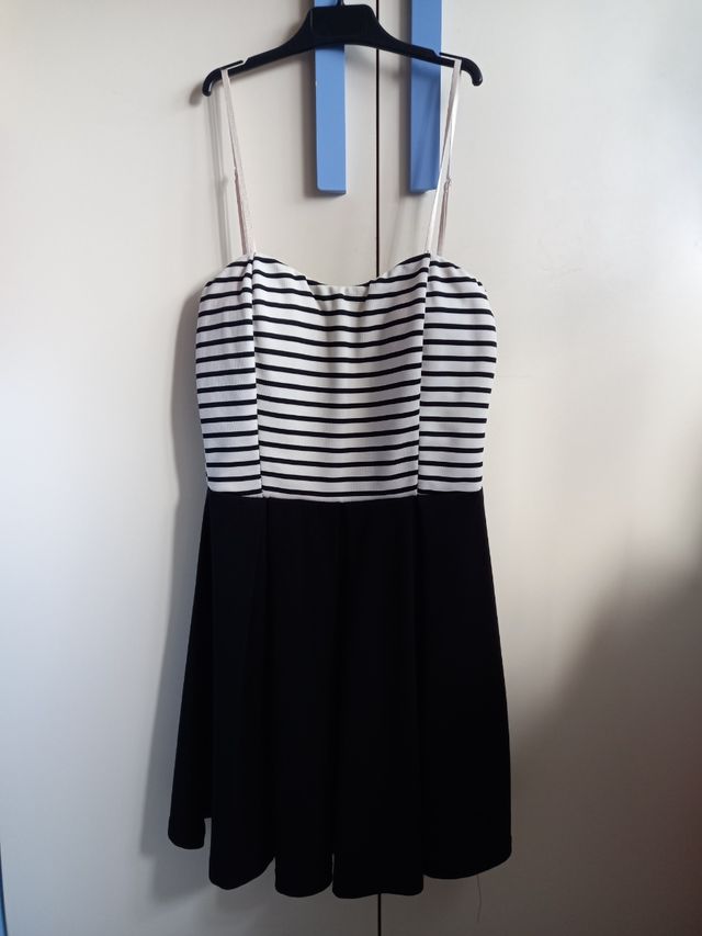 Vestito a righe bianco-nere taglia unica fresco